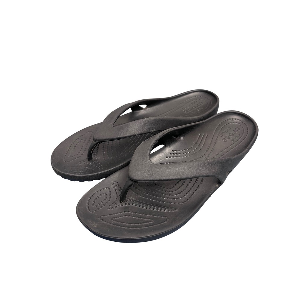 Crocs Kadee II Flip Flops Black Thong Sandals Womens 9 Iconic Comfort
